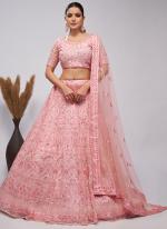 Soft Net Light Pink Wedding Wear Sequins Work Lehenga Choli